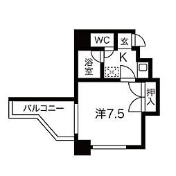 グリーン藤 1Kの間取図画像