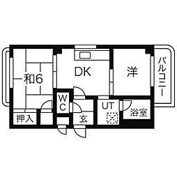 トレンツマンション 2DKの間取図画像