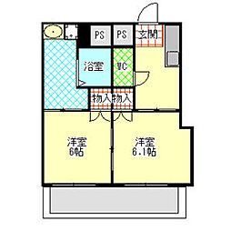 第二・コーポ染 2Kの間取図画像