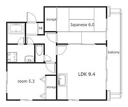 グランデュア小塚 2DKの間取図画像
