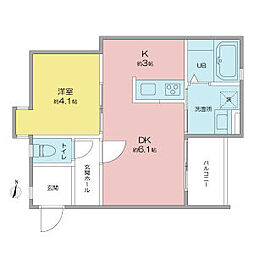 VILLA桜山 1LDKの間取図画像