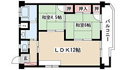 コーポ梨花苑 2LDKの間取図画像