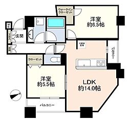 リビオ橋本タワーブロードビーンズ 2LDKの間取図画像