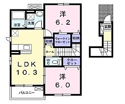 パンリーヴル 2LDKの間取図画像