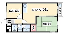 ベネフィス粟津 2LDKの間取図画像