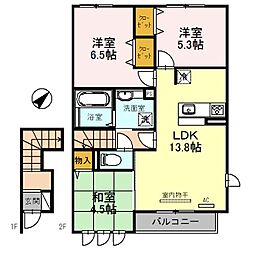 オリエンタル 2LDKの間取図画像