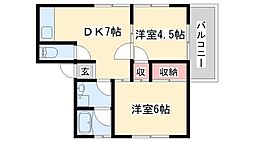 サニー土山コーポ 2DKの間取図画像