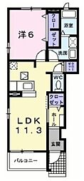 グランディール1B 1LDKの間取図画像