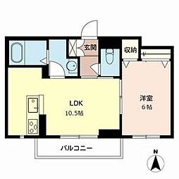 ベルフォーレ王子B 1LDKの間取図画像