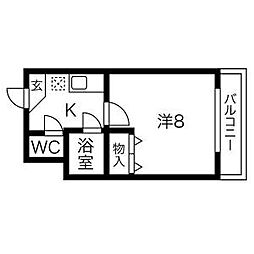 Cフィールド 1Kの間取図画像