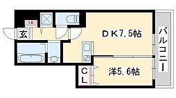 パークハイム参番館A 1DKの間取図画像