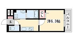 セジュール大村 1Kの間取図画像
