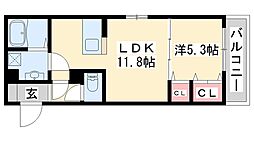 メゾン・ド・クルー 1LDKの間取図画像
