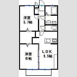 サンガーデン 2LDKの間取図画像