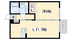エルヴィラージュ 1LDKの間取図画像