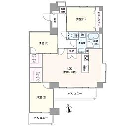 エクレール武蔵小杉 3LDKの間取図画像