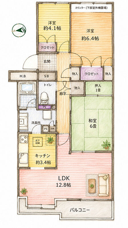 住まい全体に広がりを感じる工夫があり、日々の暮らしに穏やかな安らぎをもたらす間取りです 