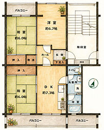 薬円台グリーンハイツ1 3DKの間取図画像