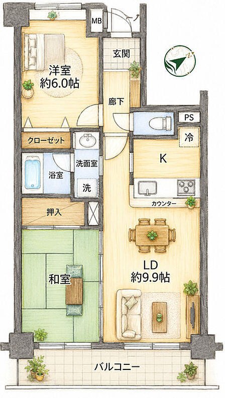 2LDK 間取り