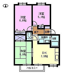 フォブール久松 3DKの間取図画像