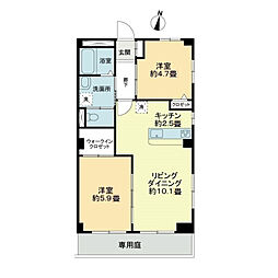 フィネス阿島 2LDKの間取図画像