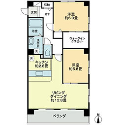 フィネス西条 2LDKの間取図画像