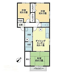 フォブール山本C 3DKの間取図画像