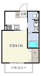 INOVE長瀬IV 1Kの間取図画像