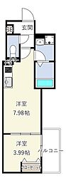 D porta girasole 1LDKの間取図画像