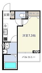 INOVE若江西新町 1Kの間取図画像