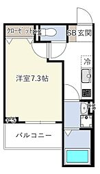 INOVE若江西新町 1Kの間取図画像