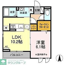 アラモード郡山 1LDKの間取図画像