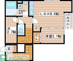 Cadog河原町 1SLDKの間取図画像