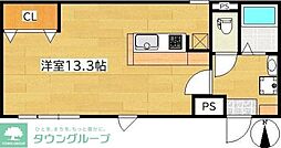 ハートコート柏木 ワンルームの間取図画像