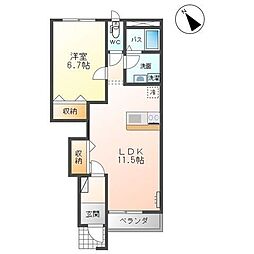 ルミエール1 1LDKの間取図画像