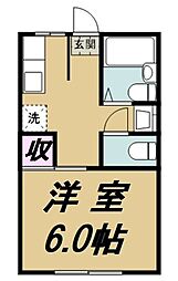 コーポ仙波 1Kの間取図画像