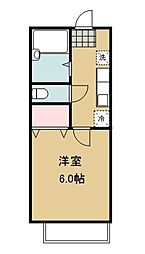 オアシス長町B 1Kの間取図画像