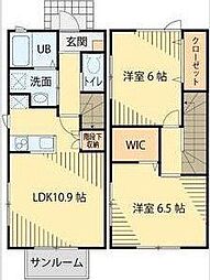 シャルール愛子 2LDKの間取図画像