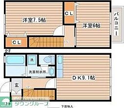メゾンハッチ 2DKの間取図画像