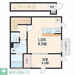 名取市増田5丁目アパート 1LDKの間取図画像