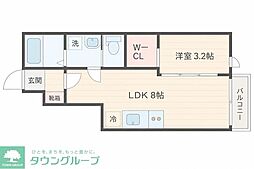 名取市手倉田字八幡アパート 1LDKの間取図画像