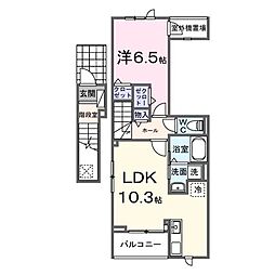 ピース・ヴィラ袋原南C 1LDKの間取図画像