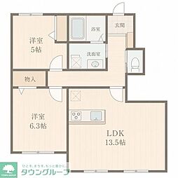 アーリーヒルズ 2LDKの間取図画像
