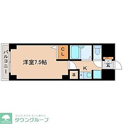 リエス若林 1Kの間取図画像