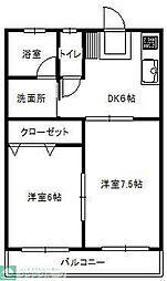 アルファ上余田6 2DKの間取図画像