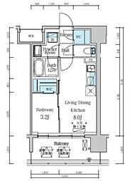 デュオフラッツ仙台木町通リネア 1LDKの間取図画像