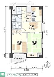 プロヴァンスK 2DKの間取図画像