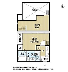 エスパーセK 1Kの間取図画像