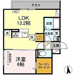 ガーデンコートAIHARA 1LDKの間取図画像