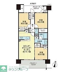 ル・サンクタワー仙台勾当台公園 3LDKの間取図画像